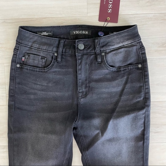 NWT Vigoss Black Stevie High Rise Cropped Straight Jeans - Picture 2 of 6